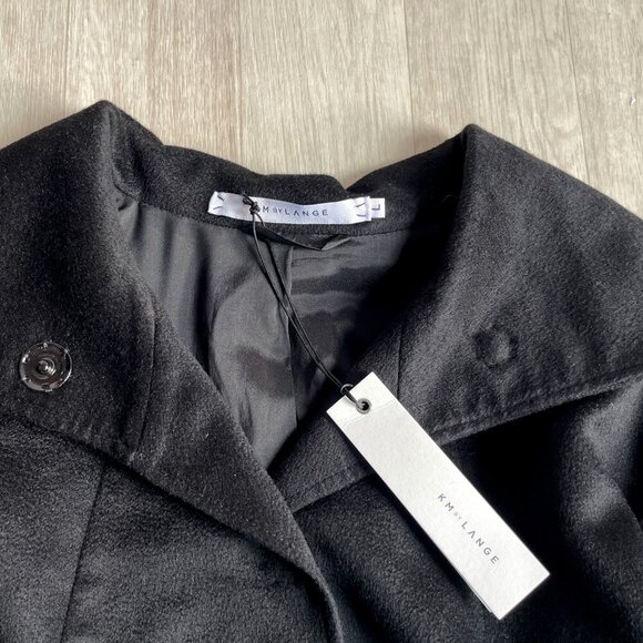 KM by Lange Cocoon Wool Coat Black Size Large NEW NWT - Picture 10 of 16